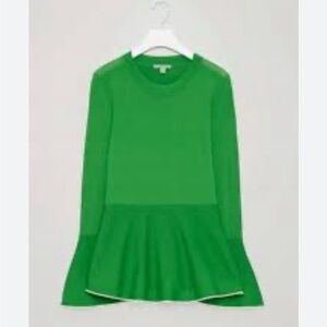 Green Long-Sleeve Peplum Top